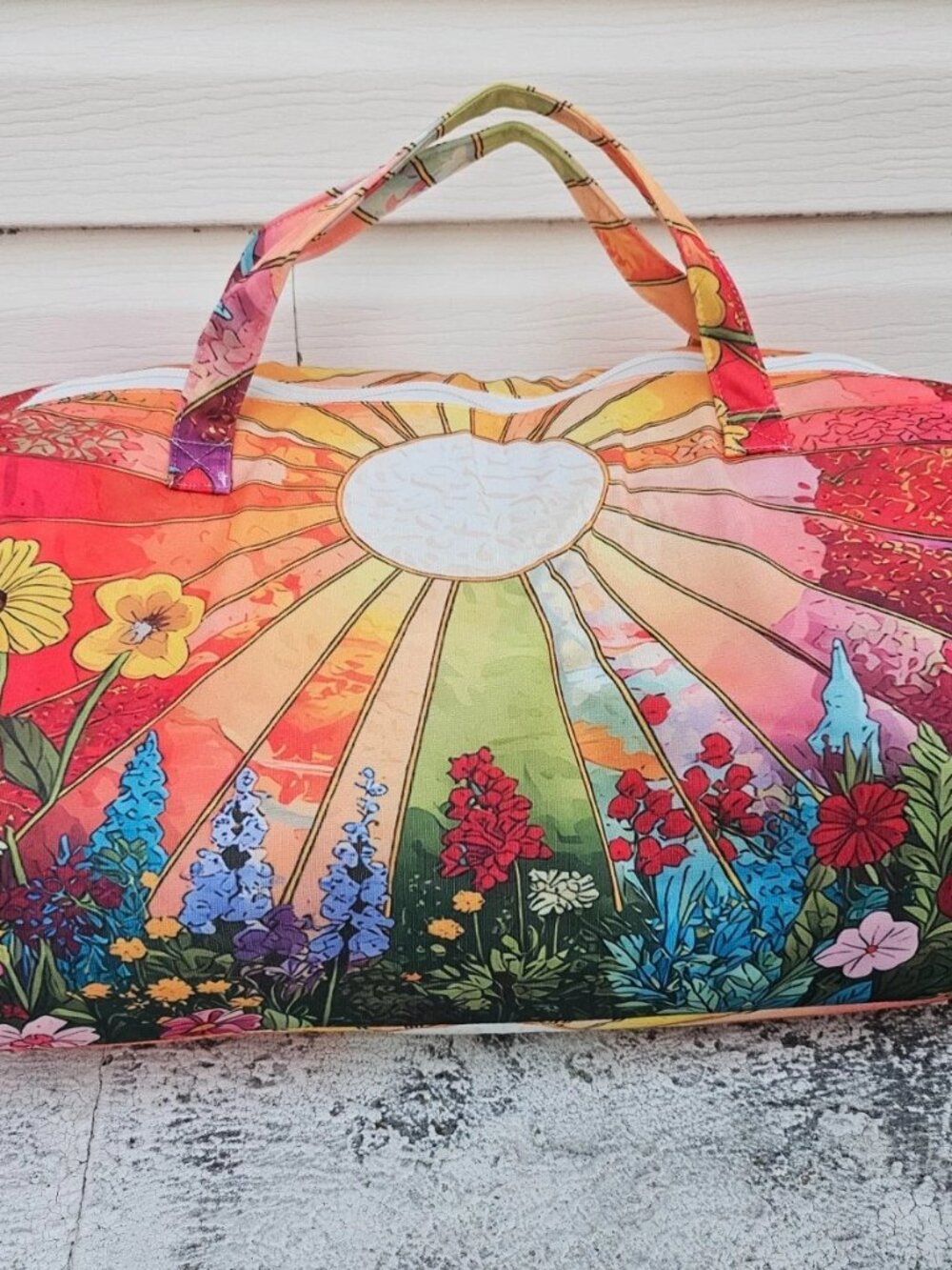 Fashion Duffle Bag Fabric Floral Print Color Ful Sun Flowers Sunny Bag - Picture 6 of 11